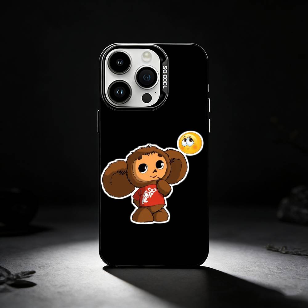 Cartoon C-Cheburashka-es Phone Case For iPhone 17,16,15,14,13,12,11 Plus,Pro Max,XS,Colored silver phone case