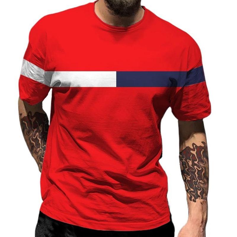 

Мужская однотонная полосатая футболка с круглым вырезом и короткими рукавами с 3D-принтом, летняя повседневная уличная футболка L