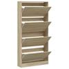 Shoe Cabinet with 4 Doors Sonoma Oak Finish 80 x 21 x 163.5 cm