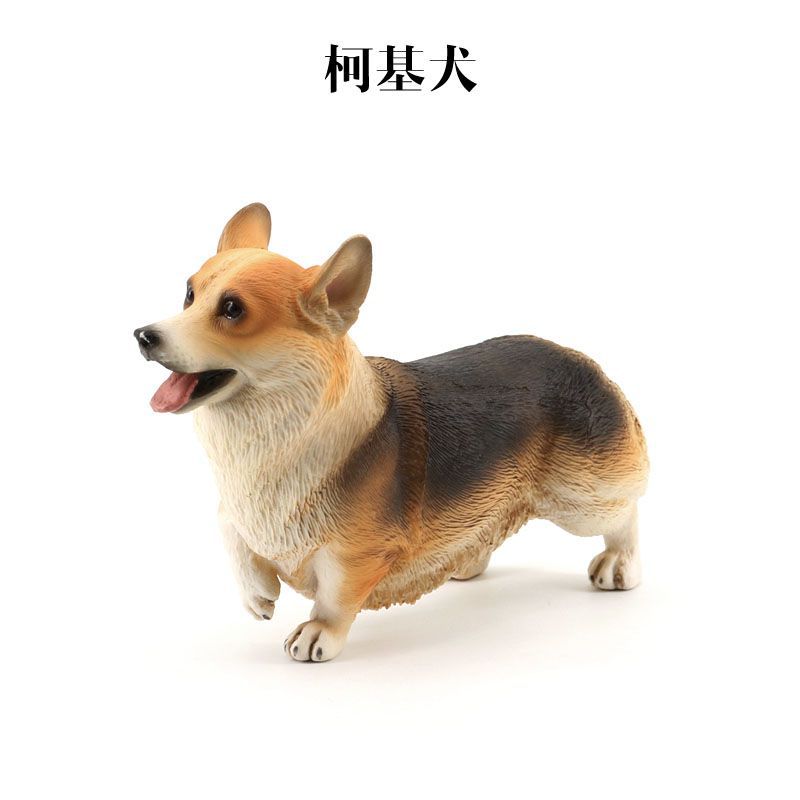 Cute Miniature Animal Model of Solid Welsh Corgi Dog with Short Legs, Lifelike Corgi Figurine for Home Decoration