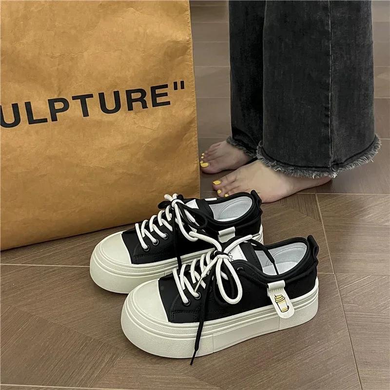Small White Shoes Casual Female Sneakers Women Wedge Basket 2025 Round Toe Modis Clogs Platform All-match Shallow Mouth Autumn S