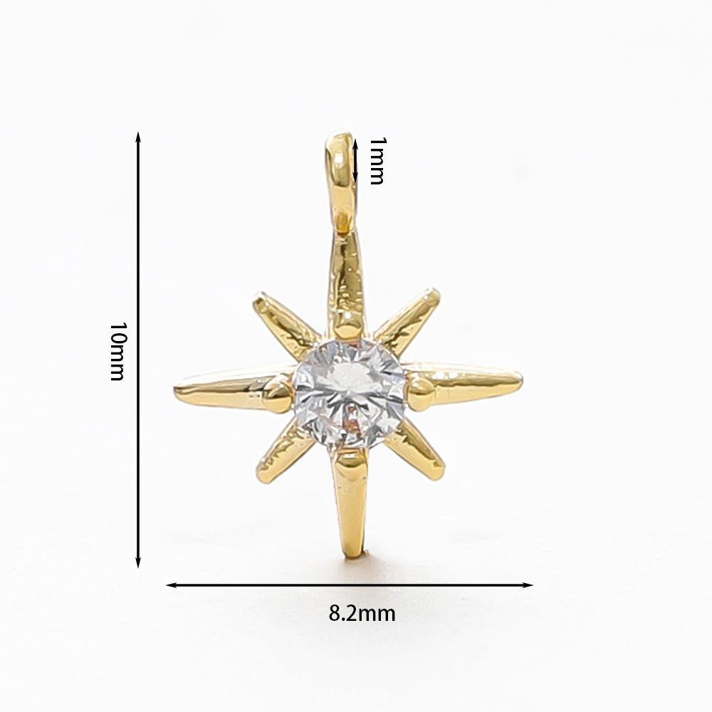 10Pcs/lot 14K Gold Color Plated Brass Star Pendants with Zircon Charms Pendant for DIY Necklace Jewelry Making Accessories