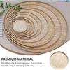 4 Pcs Handwoven Flat Wicker Round Fruit Basket Woven Food Storage Weaved Shallow Tray Organiser Vegetable Fruit Bowl DIY Drawing Board Wall Basket