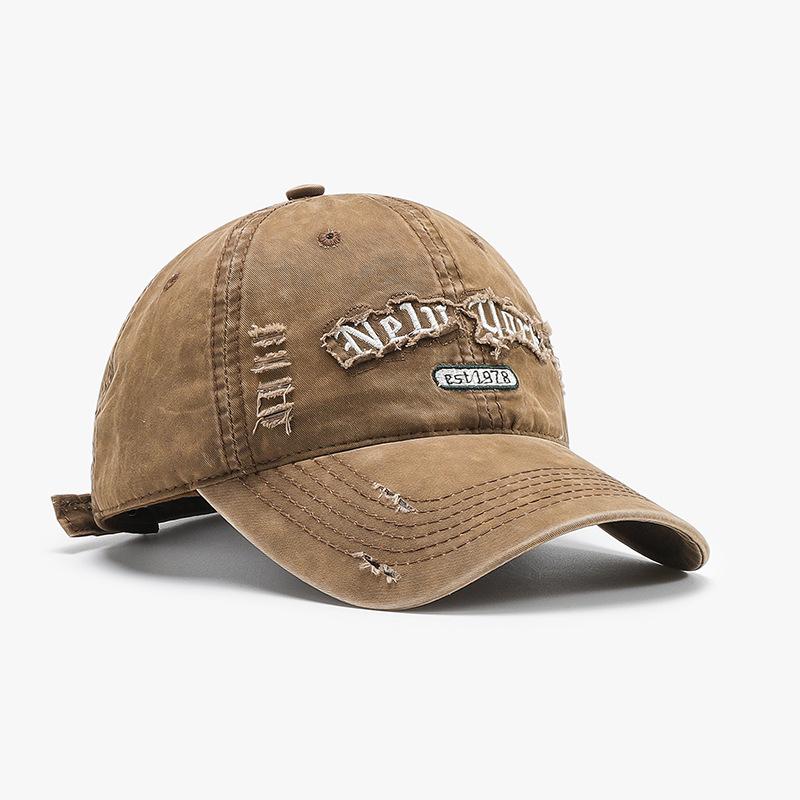 Neue Mode Koreanische Baseballkappe für Herren und Damen Vielseitig Weiches Oberteil Zerrissenes Schirmmütze Trendige Buchstabenstickerei Reise Sonnenhut