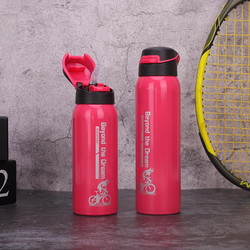 

Спортивная бутылка для воды большой вместимости для улицы - Герметичная, Портативная, Изолированная, Крышка с откидным верхом для мужчин и женщин 350ml яркий розовый