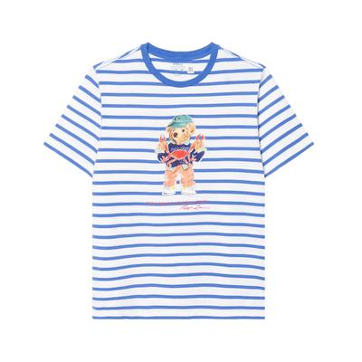 Polo Striped Crew Neck Short Sleeve T-Shirt Kids Tops Blue 323965904-001