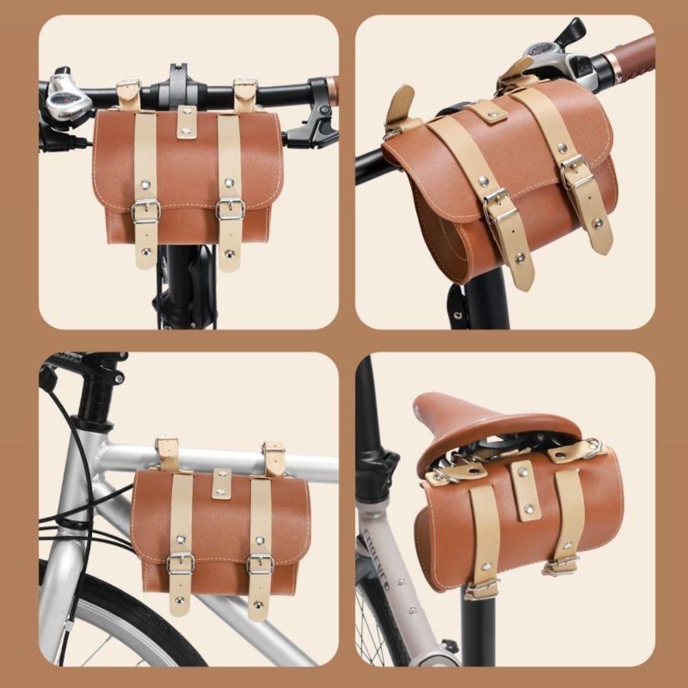 Leather Bicycle Storage Bag Waterproof Bike Hanging Bag Cycling Saddle Bag Cycling Accessories