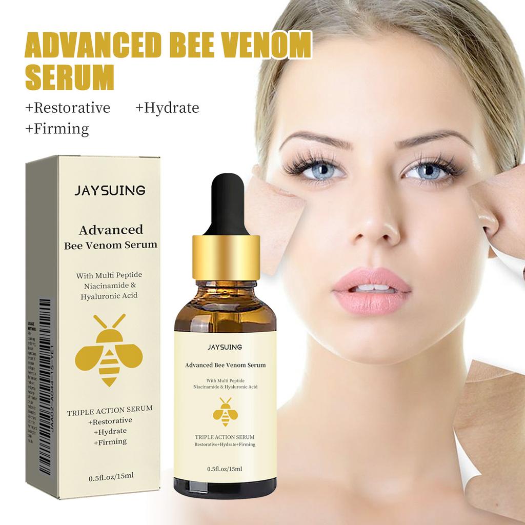 Bee Venom Facial Serum Face Essence Wrinkle Reduction Skin Tightening Natural Collagen Booster Hyaluronic Acid Essence