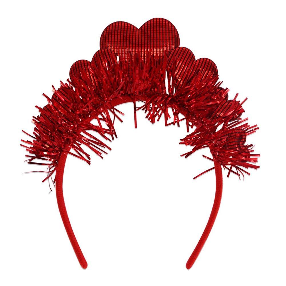 Plastic Valentine's Day Hair Hoop Sequins Shining Heart Hairband Red Heart Headband  Women