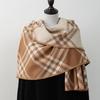 Double Sided Plaid Scarf for Women Winter Warm Wool Scarf  Autumn and Winter Korean Style Cashmere Scarf with Atmosphere
