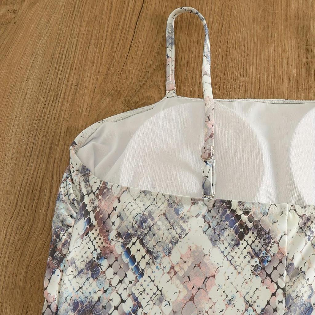 Women's Sexy Snake Print One-Piece Swimsuit with Tummy Control, Slimming, Plus Size - European & American Beachwear