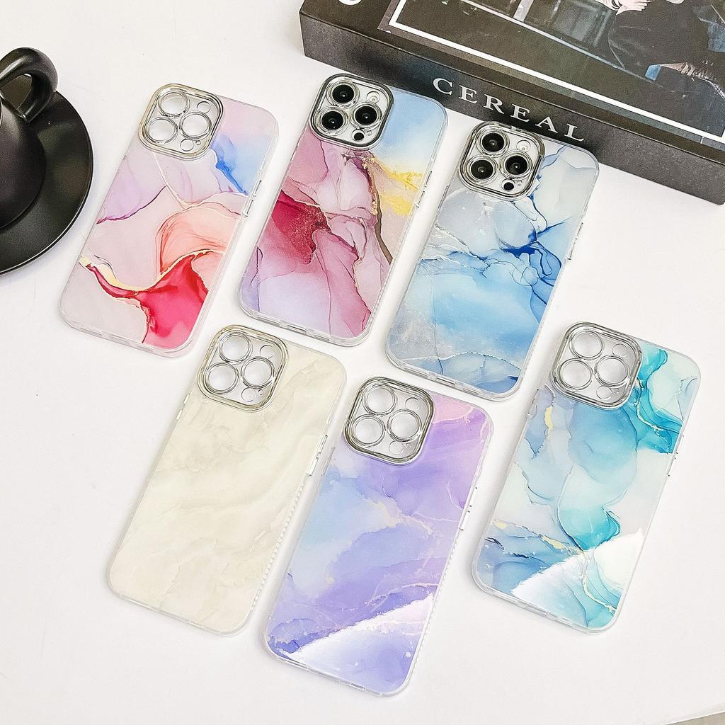 Electroplated Fine Perforated Marble Pattern Is Suitable for IPhone16promax Phone Cases and Apple 15 Protective Cases