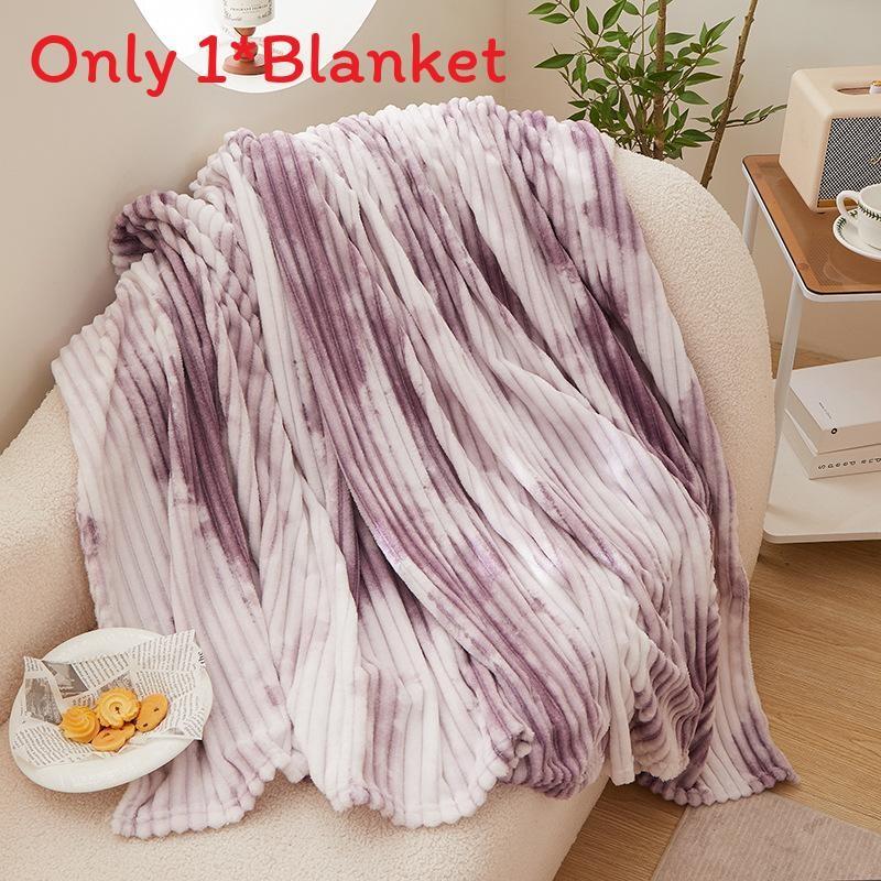 

Polyester Fleece Blanket With Artistic Tie Dyeing Design For Cozy Home Use Mist Purple,70x100cm