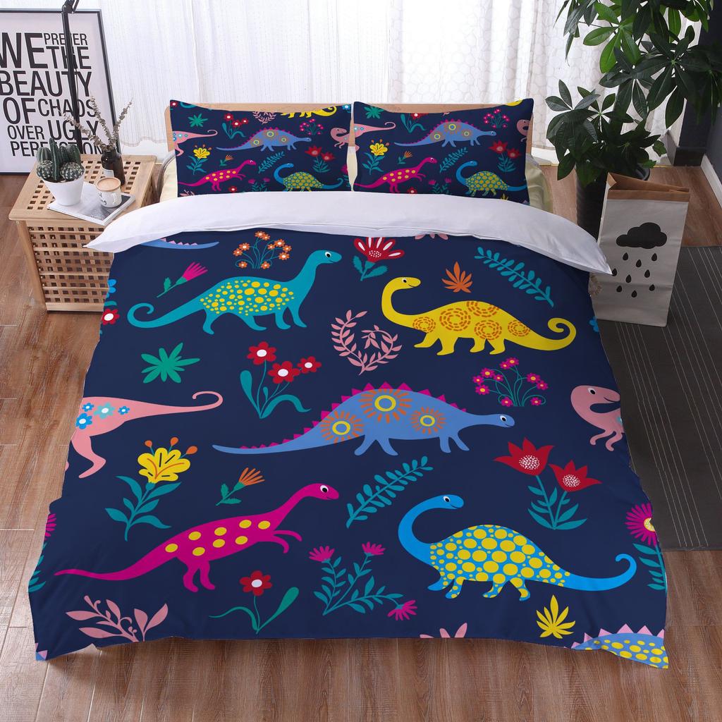 Soft Dinosaur Duvet Cover Boys Cartoon Bedding Set Twin/Queen/Full/King for Girls Microfiber Dino Comforter Cover Home Textile