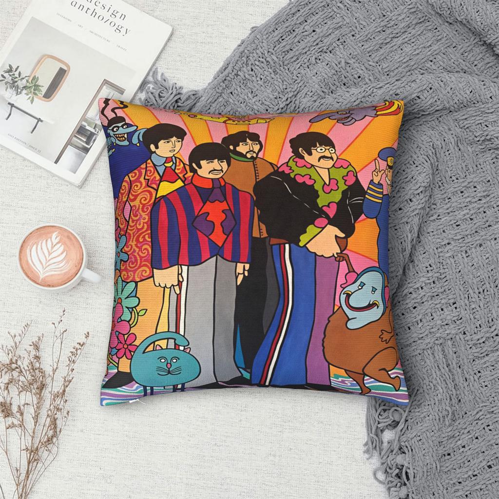 Beatled Music Pillow Cover Comfy Cushion Cover Retro Trendy Pillow Case For Living Room Sofa