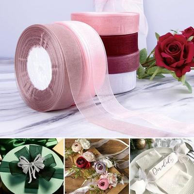 45M*2cm Garn Transparent Chiffonband Polyester Geschenkverpackung Universal Organza Spitzenbänder Halloween