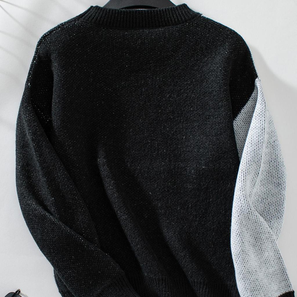 Herbst Winter Vintage Lose Langarm Top Print Strickjacke Strickwaren Oansatz Pullover