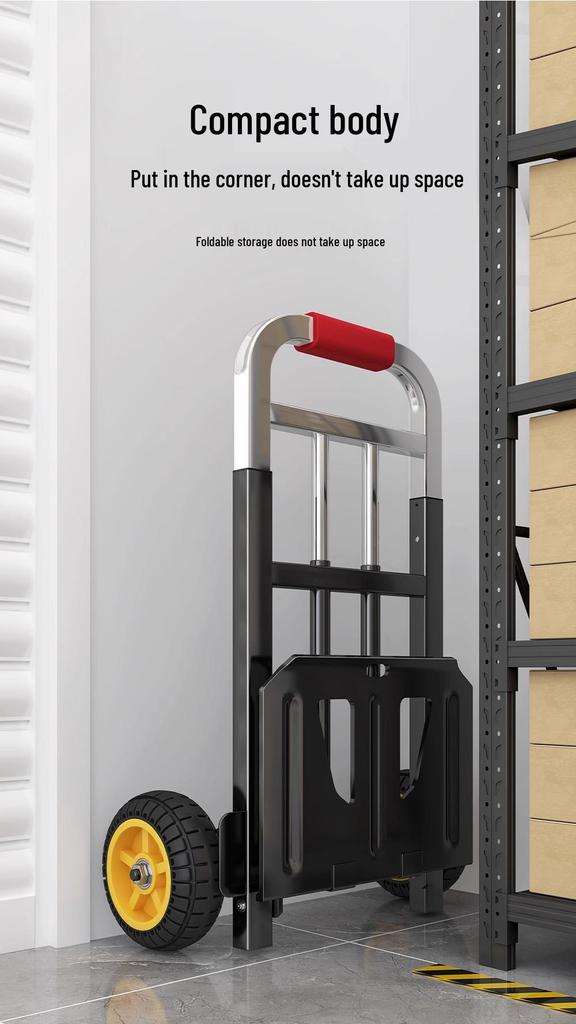 Foldable Portable Hand Cart - Heavy Duty Small Cargo & Shopping Trolley
