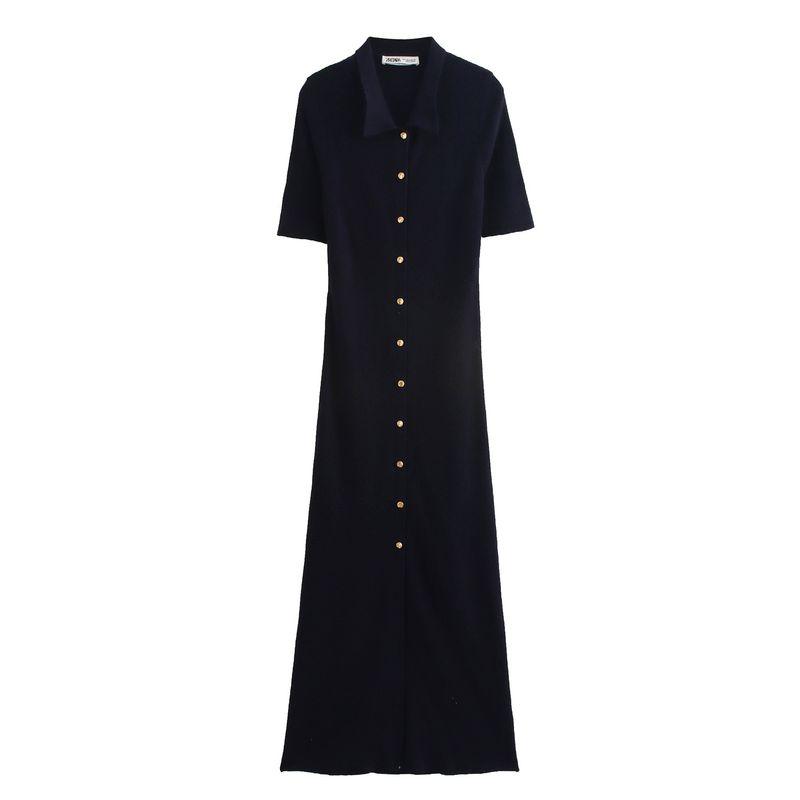 

Kaslead New Arrival Women s Clothing Fashion Style Fashion Decorated Row Button Knitting Midi Skirt Dress 9598152 Image color L