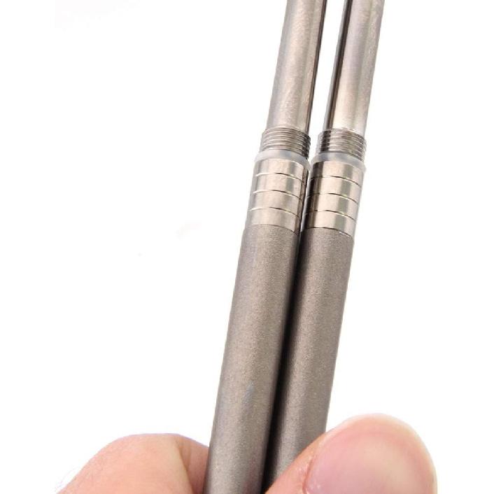 Chopsticks, Foldable Portable Titanium Chopsticks with Carry Bag, Tableware for Outdoor Camping Picnic (Grey)