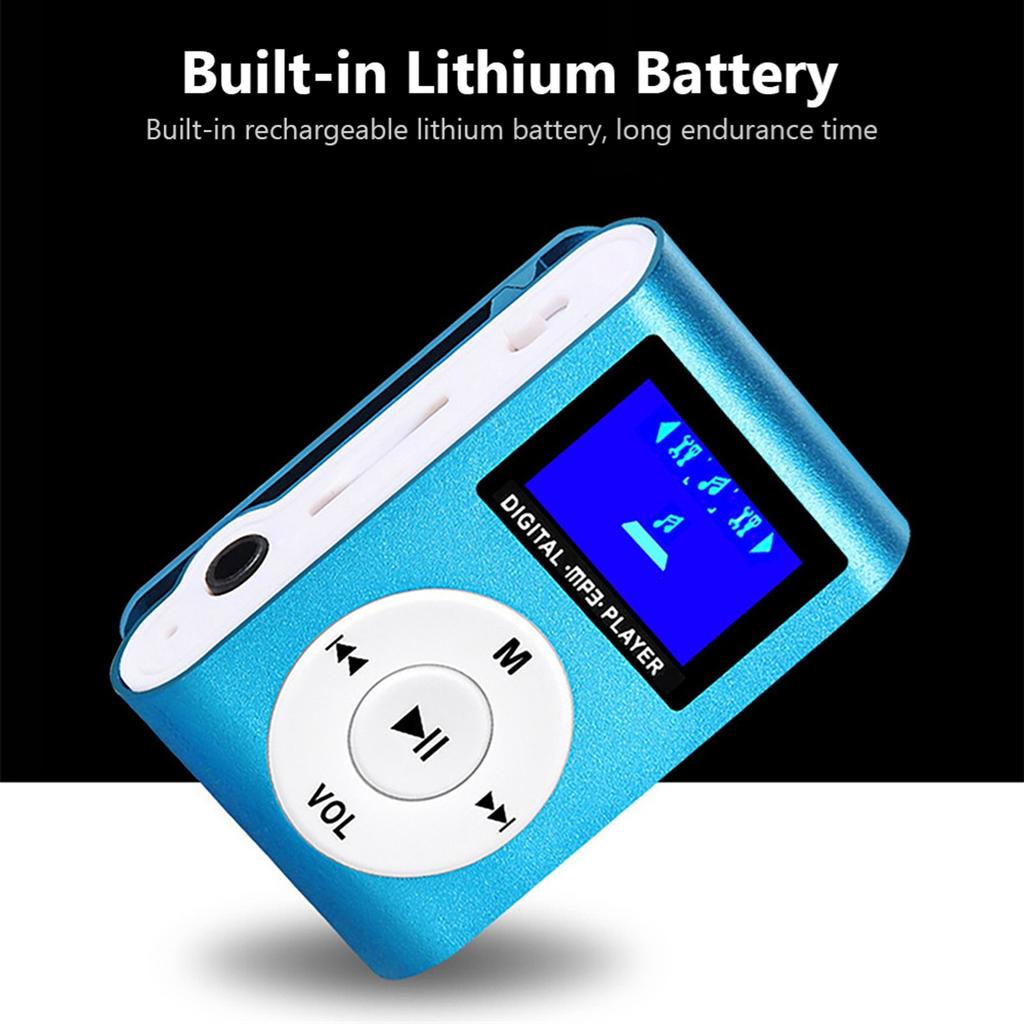 Mini Portable MP3 Music Player Metal Clip On MP3 Player with LCD Screen Support TF Card Wide Application Silver