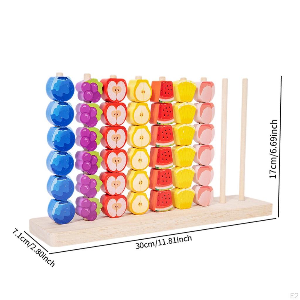 Wooden Fruit Stacking Toys Shape Sorter Toy Game Color Sorting Sensory for Kids