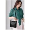 Women's Fashion Soft Leather Bucket Bag Large Capacity Shoulder Crossbody Bag For Middle-Aged Ladies