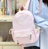 Schoolbag New Campus School Bag Female Korean ins Simple Plaid Backpack High School Student Large Capacity Travel Backpack