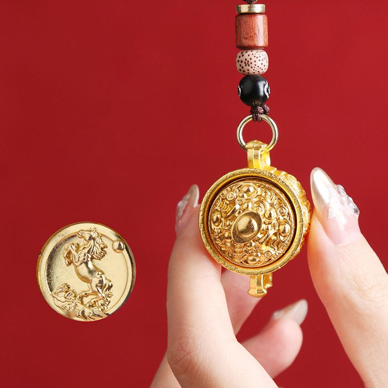 Kaksteist sodiaagi jäljendit messingist aardekauss, pöörlev meeste ja naiste rippuv kaunistus auto võtmehoidja ripats