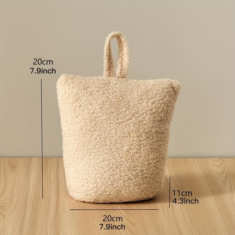 

1 шт. Плюшевый упор для двери со встроенным мешком с песком, мягкая бежево-серая пушистая ткань, неэлектрический, идеально подходит для декора дома, спальни, офиса, стопор для двери SY-FK03