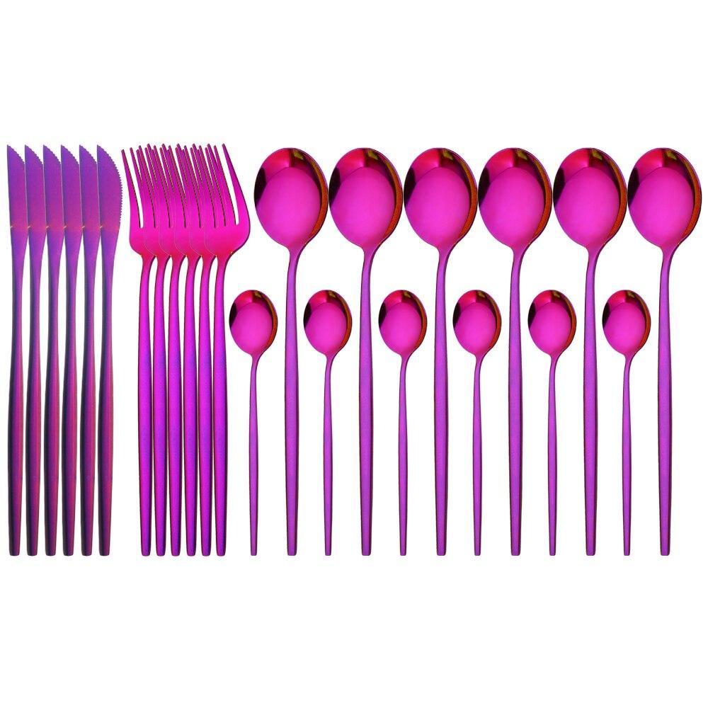 24Pcs Mint Gold Dinnerware Set Knife Fork Coffee Spoon Cutlery Western Stainless Steel Tableware Flatware Kiechen Silverware