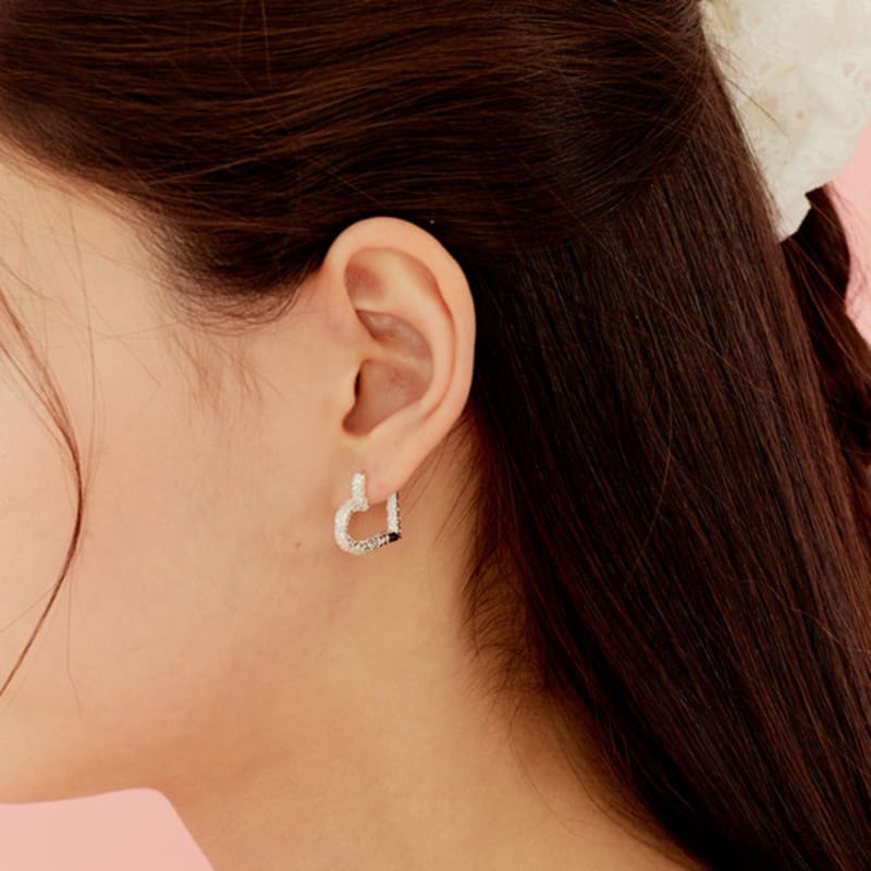 Murmur [925silver]Twinkle Heart Hoop Earrings