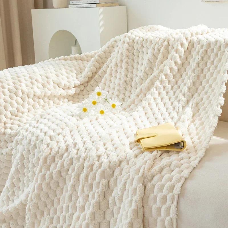 Anti Cat Scratch Large Sofa Cover Ins Style Winter Plush Sofa Towel Solid Color Full Coverage Sofa Blanket Full Cover