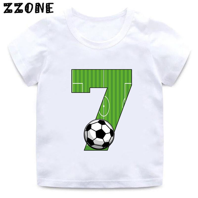 Cartoon Football Number Bow Print Funny Boys Clothes Years Birthday Soccer Kids T Shirt Baby Girls T-Shirts