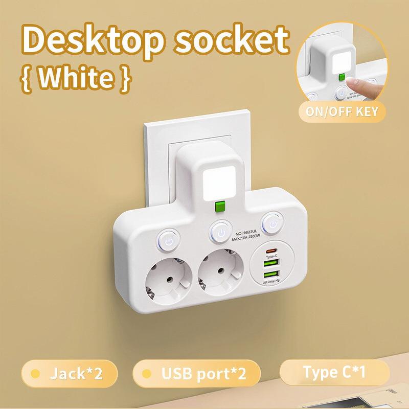 Eu Plug 3/4/5 Ac Outlet Power Strip Multiprise Wall Socket Universal Network Filter Usb Cherger Separate Switch Light Adapter Set