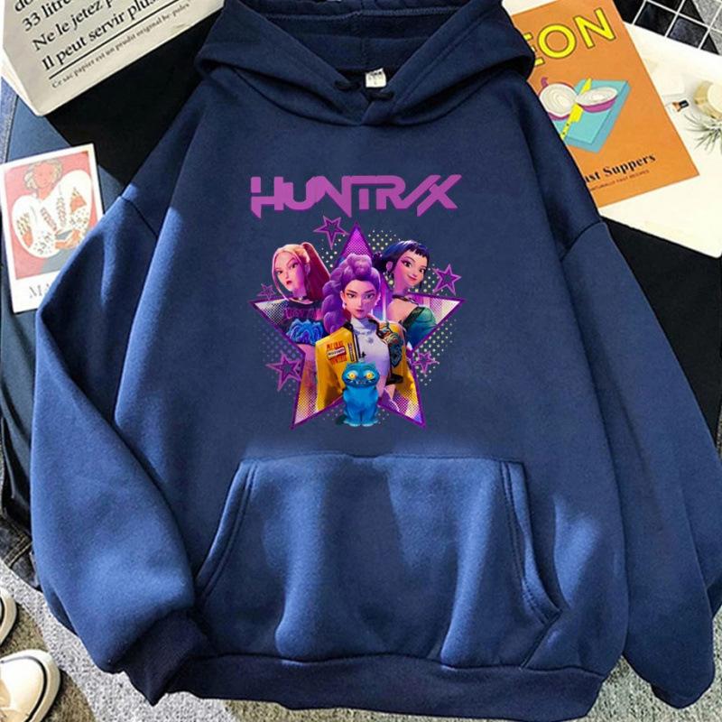 

Unisex Hoodies & Sweatshirts New Anime KPop Demon Hunters Superstars Hoodie XXXL темно-синий