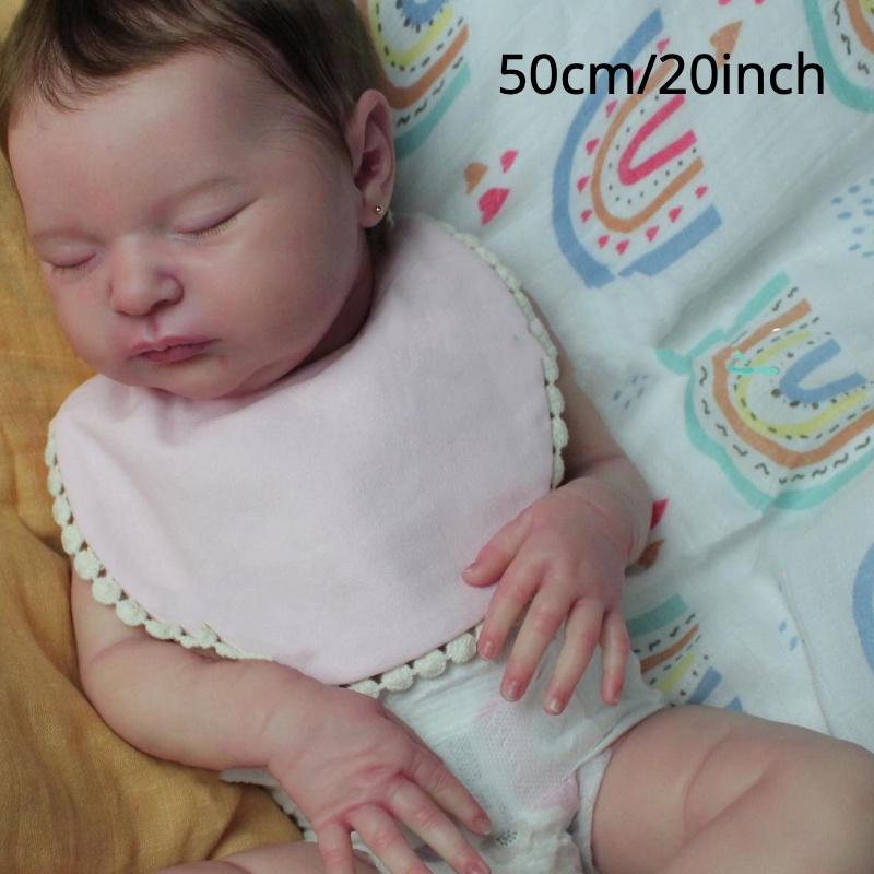 

BZDOLL 20 дюймів 50 см Спляча Лаура Лялька Реборн з 3D-розфарбованою шкірою та видимими венами, М який вініловий новонароджений сплячий малюк дівчинка іграшка cloth body doll