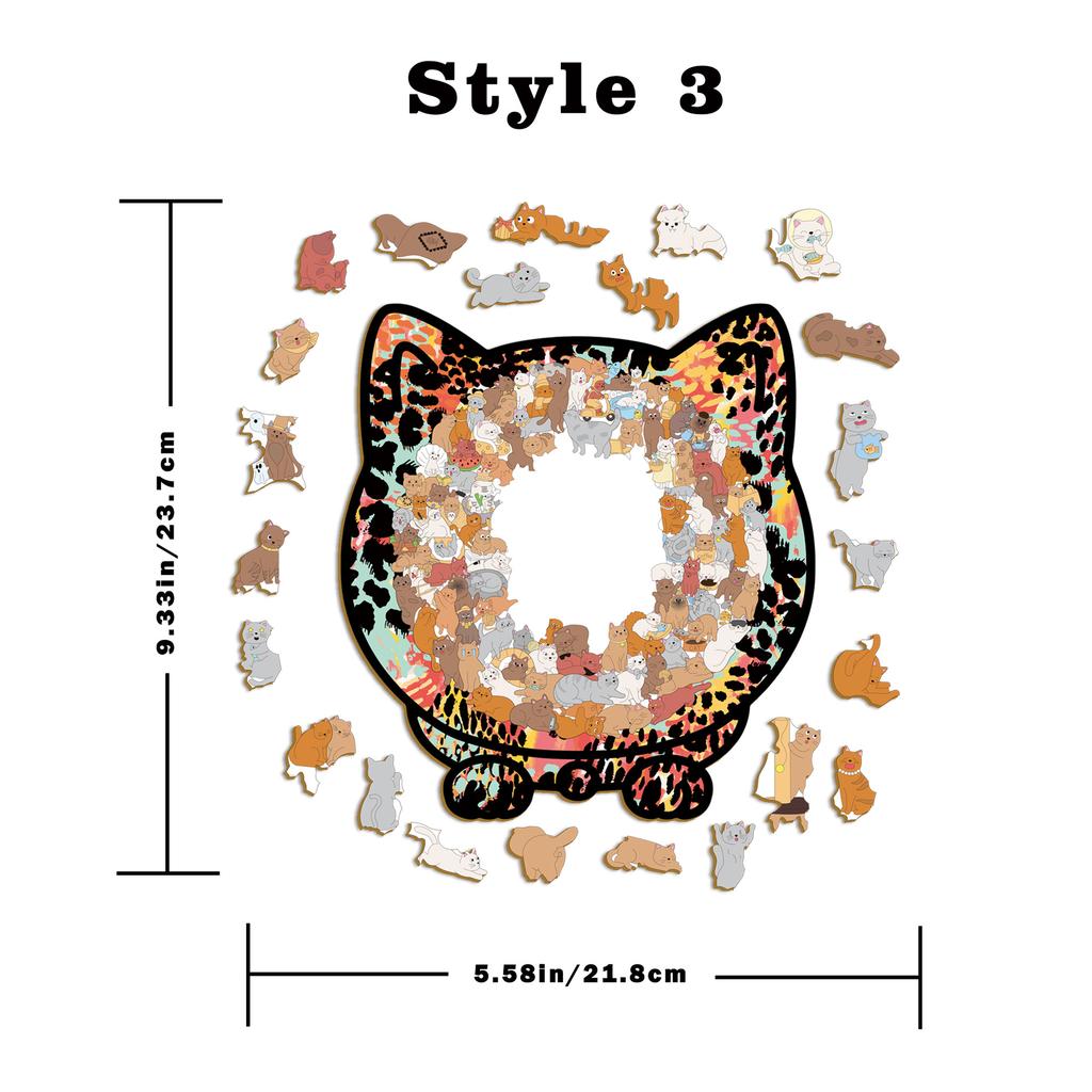 Cat Puzzle Toy Wooden Special-Shaped Puzzle Model Decompression Puzzle Handmade Puzzle