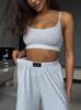 Trendy Russian Women's Fashion Sling Vest & Wide-Leg Pants Two-Piece Set