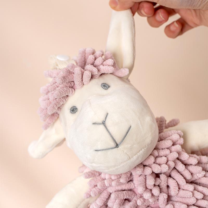Cartoon Lamb Chenille Plush Toy & Absorbent Hand Towel