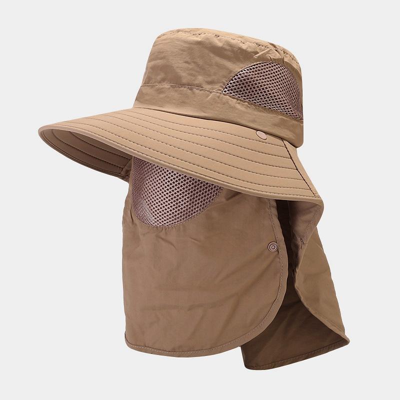 Summer Wide Brim Sun Hat, Fishing Hat, Outdoor Camping Hiking Beach Foldable Hat Mask for Men and Women