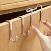 Stainless Steel S-Shaped Double Hook 1pc - Punch-Free Wall Mount Cabinet Door Hanger - Easy Install Traceless Hanging Clothes Hook for Kitchen