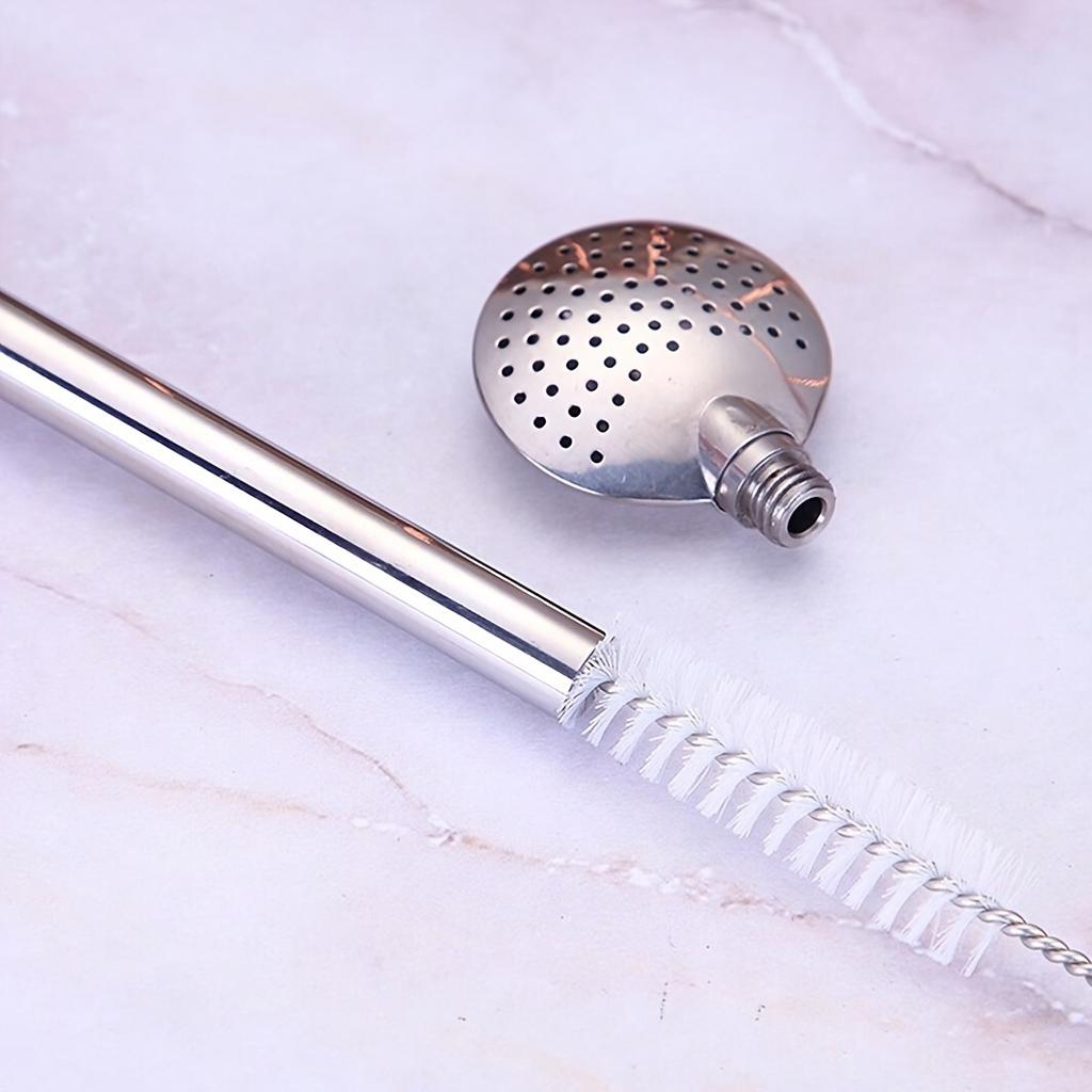 1pc Stainless Steel Straw Spoon Mate Tea Milk Coffee Color Mixing Spoon Straw Creative Filter Scoop Drinking Spoons Filter Straw