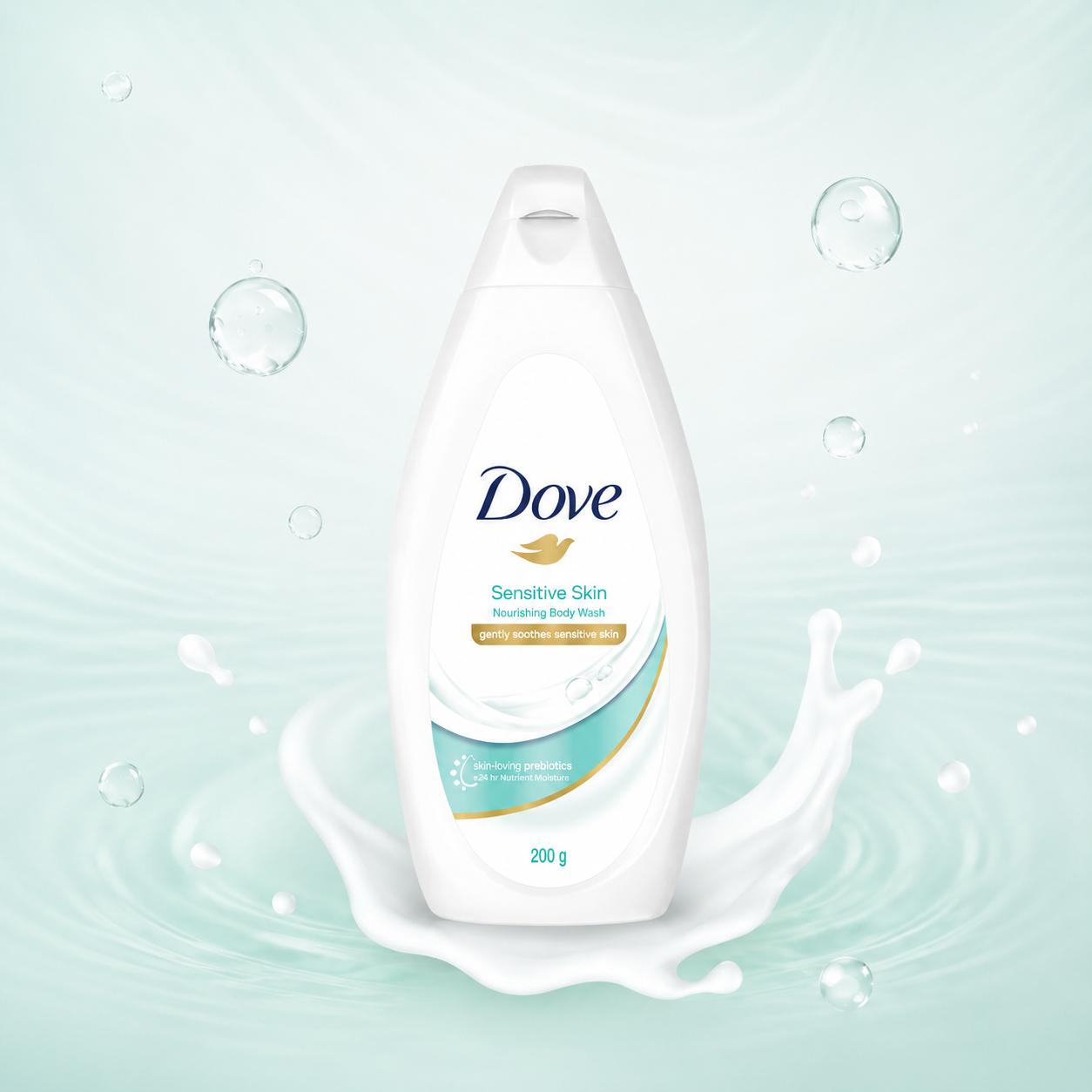 Dove Sensitive Body Wash 200ml – Gentle Moisturizing Body Cleanser for Sensitive Skin