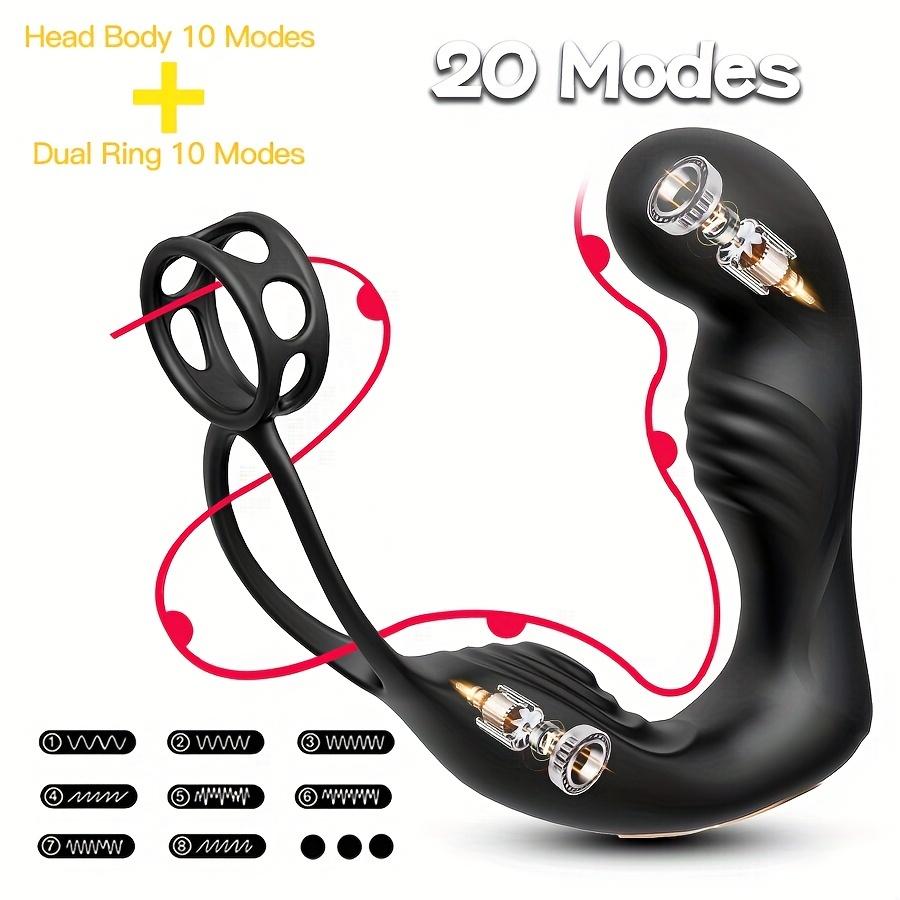 Dual motor Male Vibrator Double Ring Anal Plug Vibrator Silicone Men Prostate Stimulation Toy for Beginners Male Couple