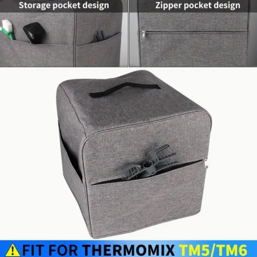 Tela Oxford Gris Mezclador Thermomix TM5/TM6 MEZCLADOR funda especial de doble capa Almacenamiento lateral Estuche protector engrosado 1 pieza