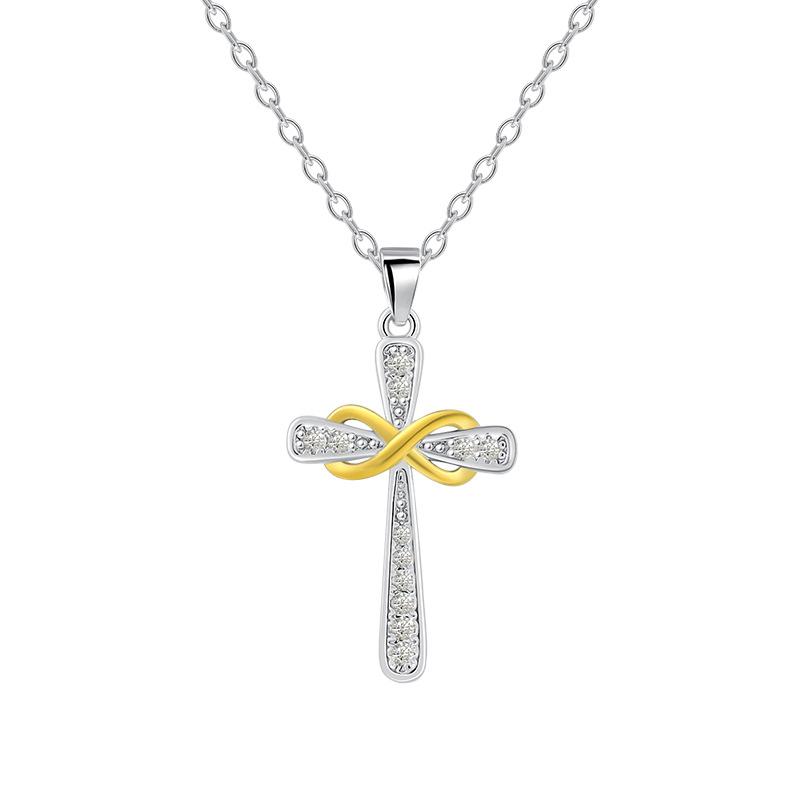 Cross-border new product infinity 8-character pendant collarbone chain, European and American belief personality retro eternal cross necklace