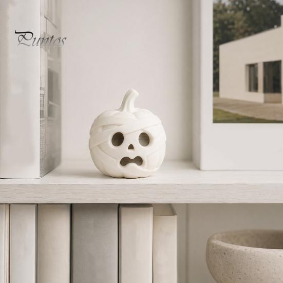Festive Entrance Display Pieces 3D Printed Mummy Pumpkin Skull Figurine for Halloween Decorations, Versatile Showcase Statues with Funny Expressions