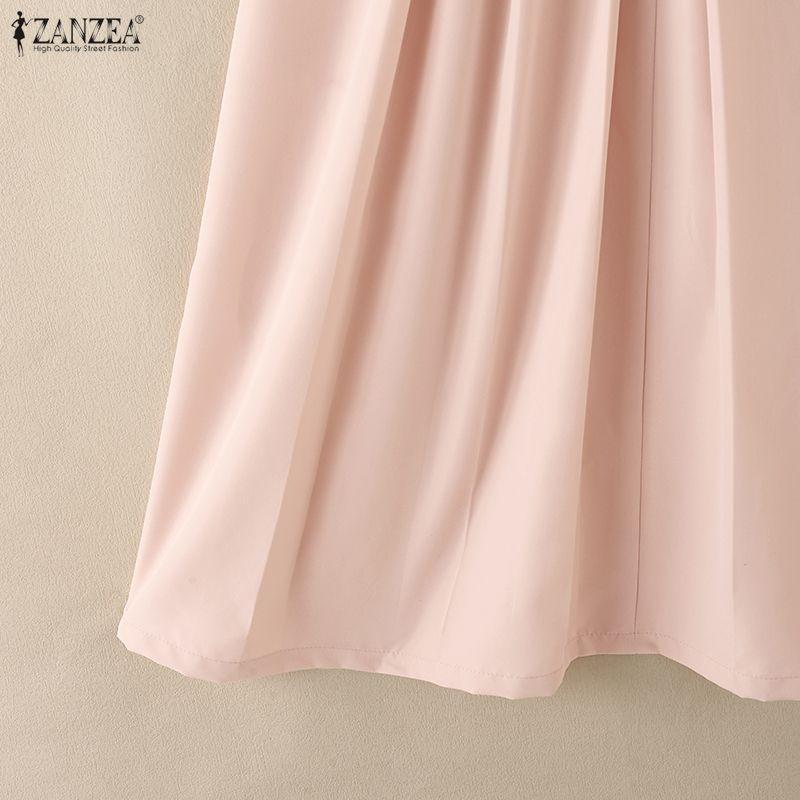 ZANZEA Vestito casual da donna a maniche corte con colletto da bambola dolce