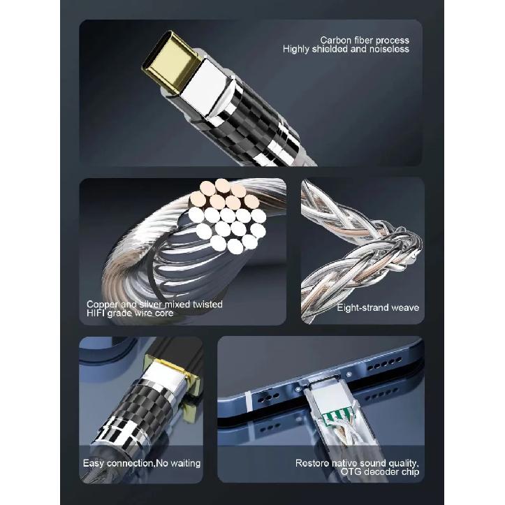 Hifi OTG Converter Type C Micro USB Headphone Adapter 4N Pure Silver Audio Amplifier Sound Card USB C Data Cable Earphone Type-C